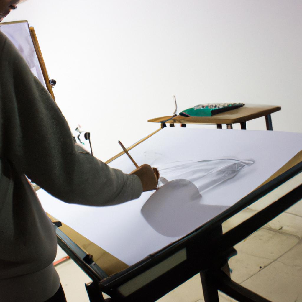Person sketching in art studio