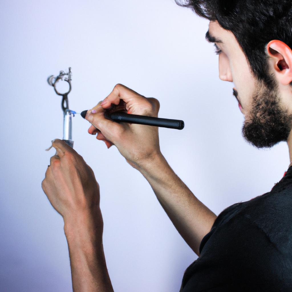 Person painting with animated brush