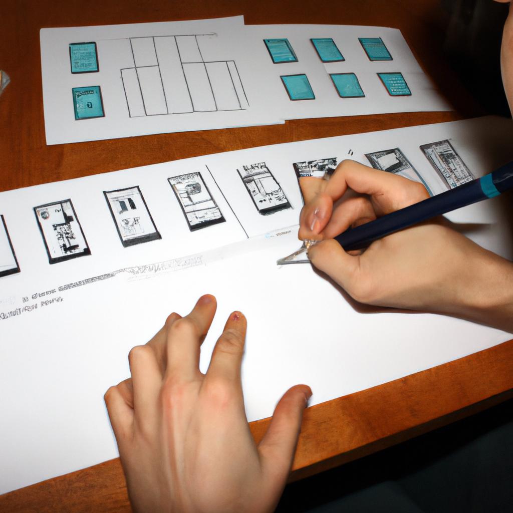 Person sketching storyboard for animation